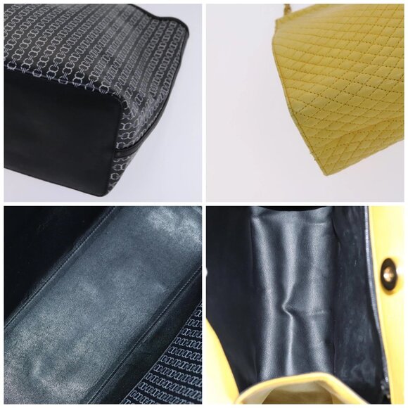 TORY BURCH Bally Tote Bag PVC Leather 2Set Black Yellow - Picture 14 of 14